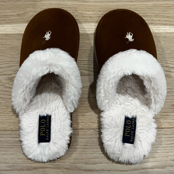 Polo Ralph Lauren Women’s Faux-Fur-Lined Scuff Slippers, Size 10 - Picture 5 of 7